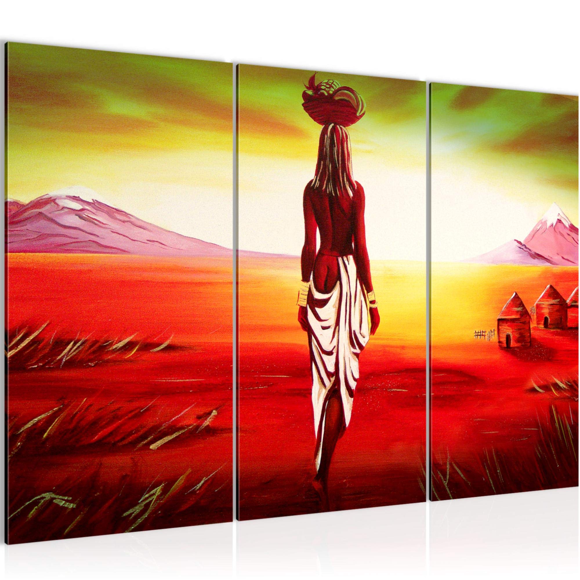 Tableau salon XXL decoration murale africaine 3 parties 120x80 cm