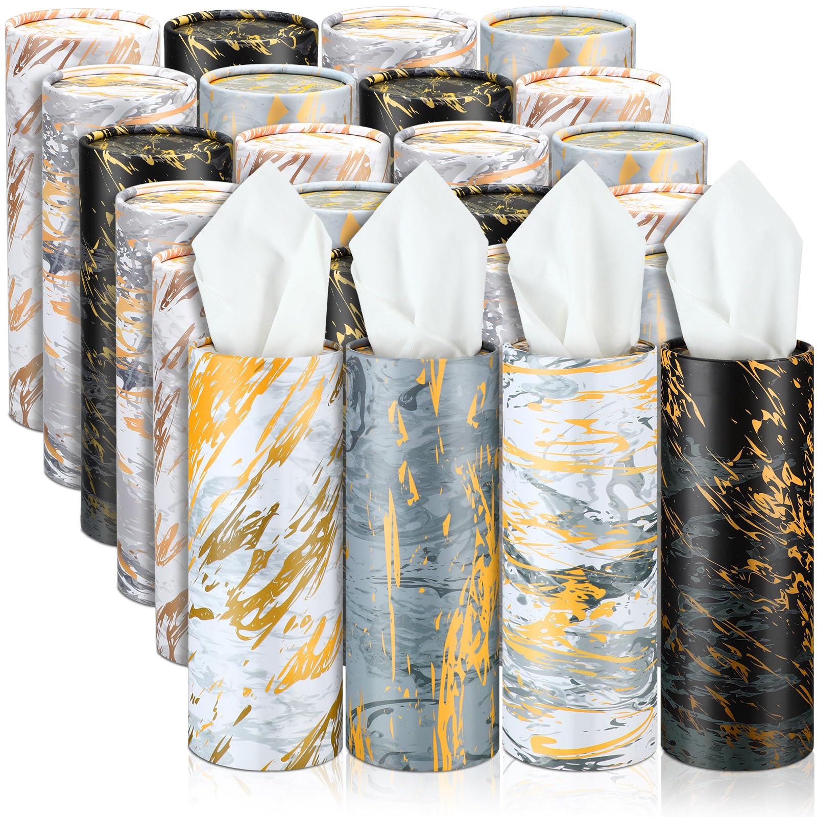 Thenshop 24 Pack Car Tissue Holder 3 Ply Facial Tissue Bulk Marble Modern