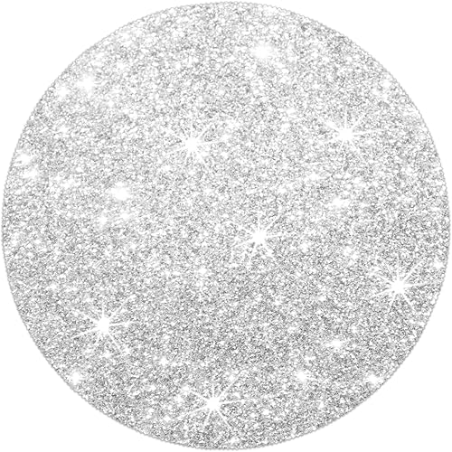 Miniatura 6 de Juego de 6 manteles individuales plateados con purpurina plateada, 15.4 pulgadas para fiestas, bodas, día de Acción de Gracias