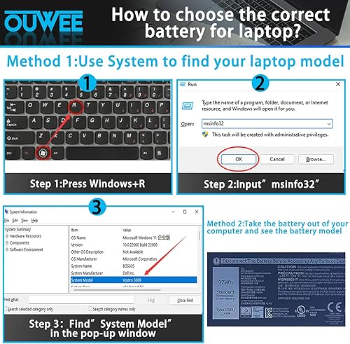 Miniatura 4 de 1FXDH - Batería para portátil compatible con Dell Latitude 15 5501 5511 Precision 3541 3551 Series Notebook 01WJT0 1WJT0 11.4V 97Wh 8071mAh 6-Cell