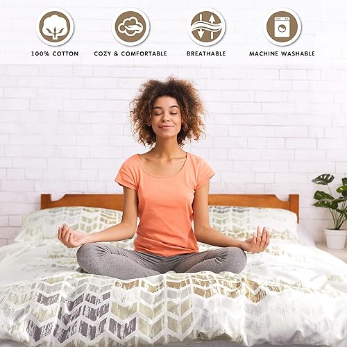 Miniatura 3 de Funda de edredón reversible de 100 % algodón, con diseño inteligente  Funda de edredón transpirable, moderna, para todas las estaciones (no incluye