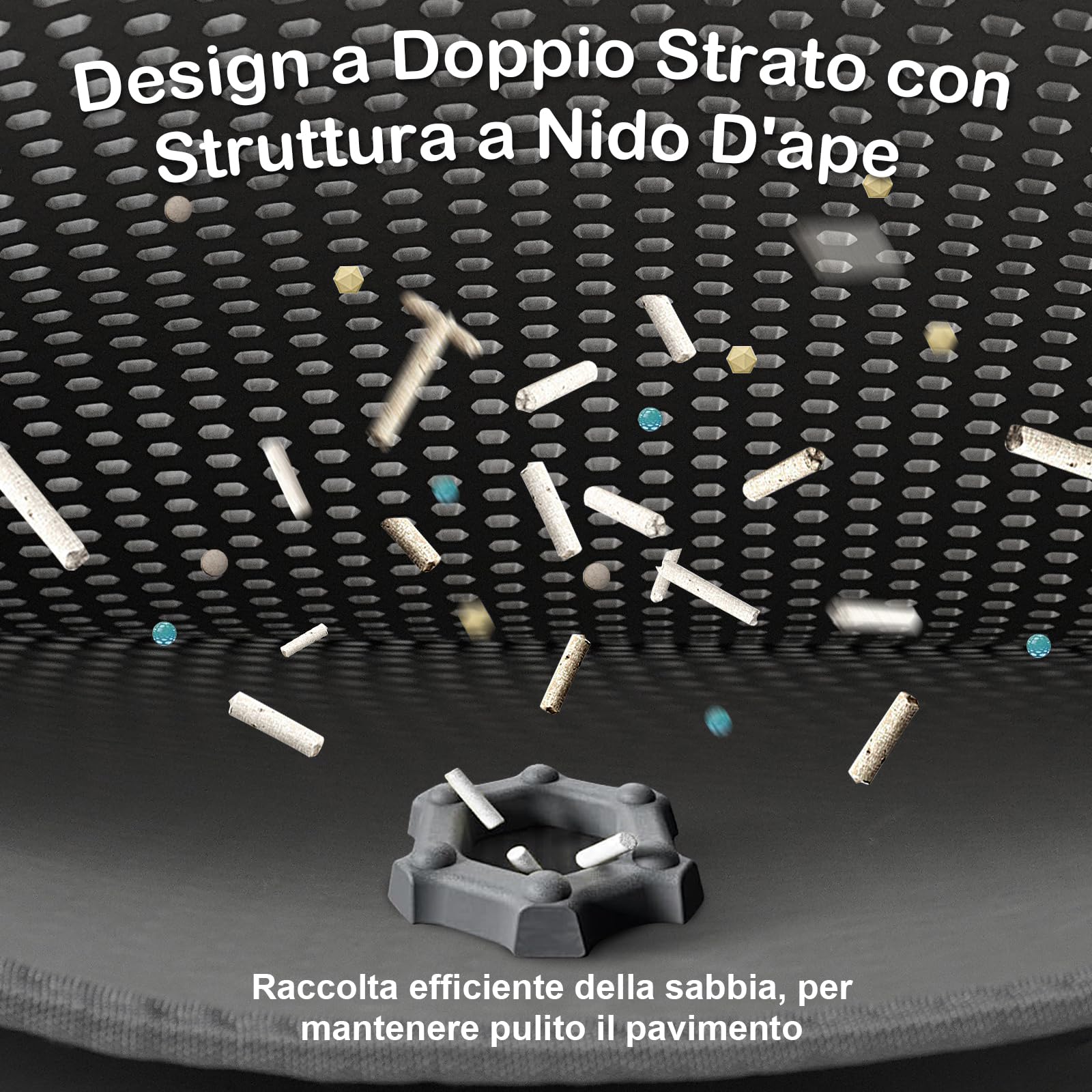Tappetino Lettiera Gatto Taglia Grande 90 x 60 cm EVA Doppio Strato a Nido D'ape Tappeto Lettiera Gatto Impermeabile, Grigio