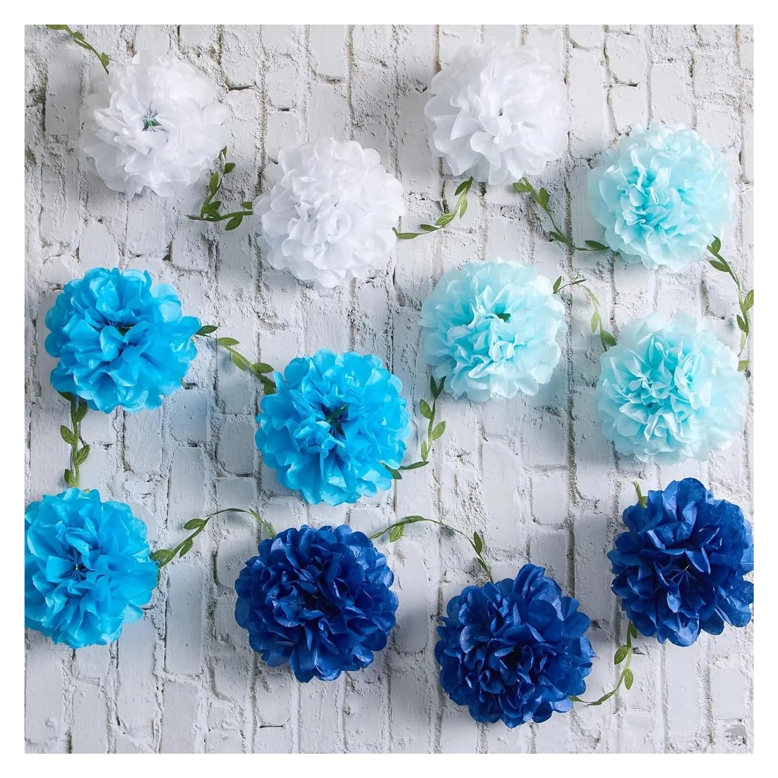 Paper Pom Poms Decorations Tissue Paper Pom Garlands, Flowers for Birthday Decorations, Wedding Engagement, Bridal(Blue)