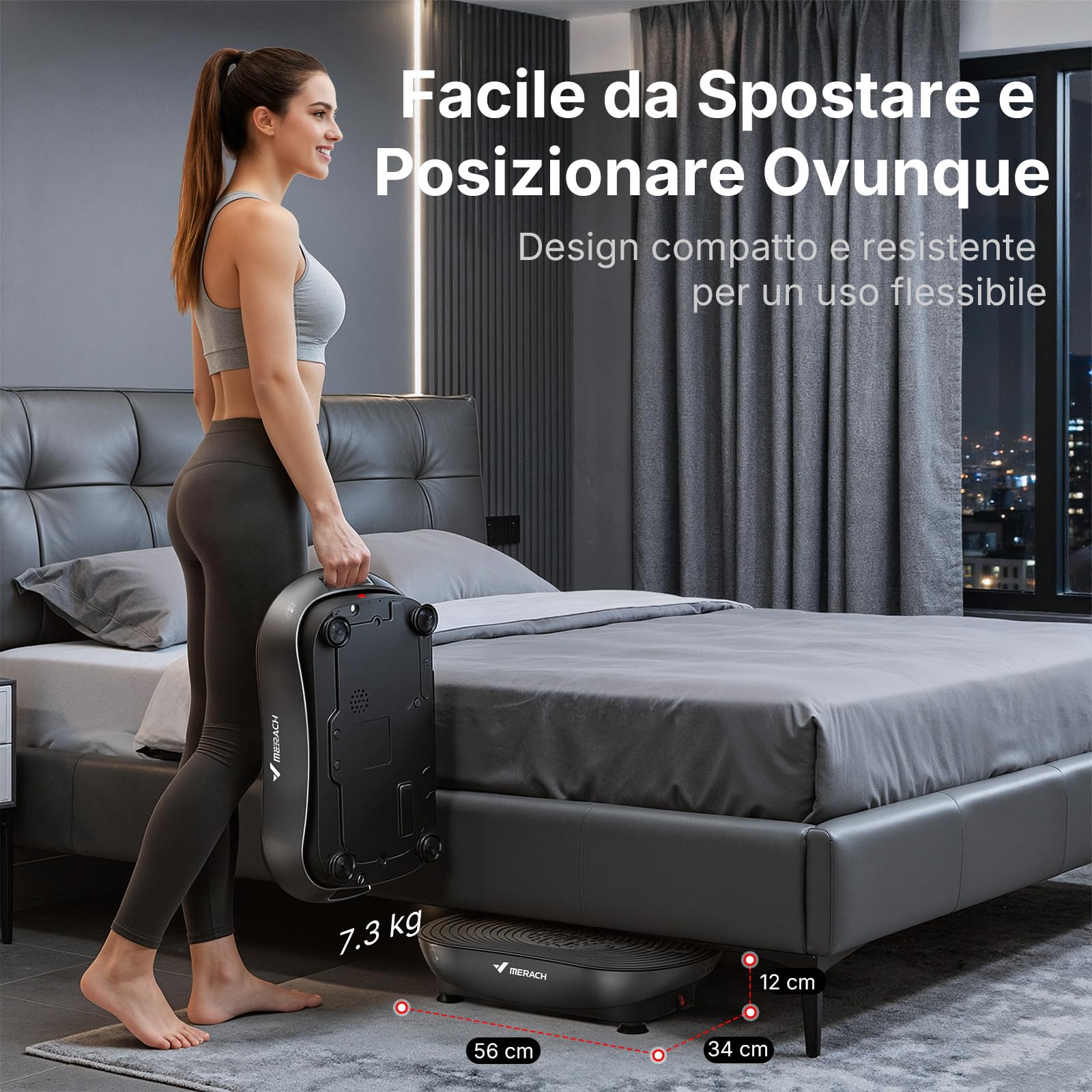 MERACH Pedana Vibrante Per Allenamento E Modellamento, Con 99 Livelli Di Velocità, Altoparlante Bluetooth Integrato, Touchscreen Led, Corde Elastiche