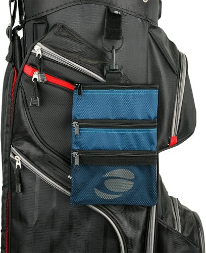 Vista 13 de Orlimar Bolsa de accesorios de golf desmontable, 3 bolsillos con cremallera para objetos de valor y accesorios de golf, se engancha a tu bolsa