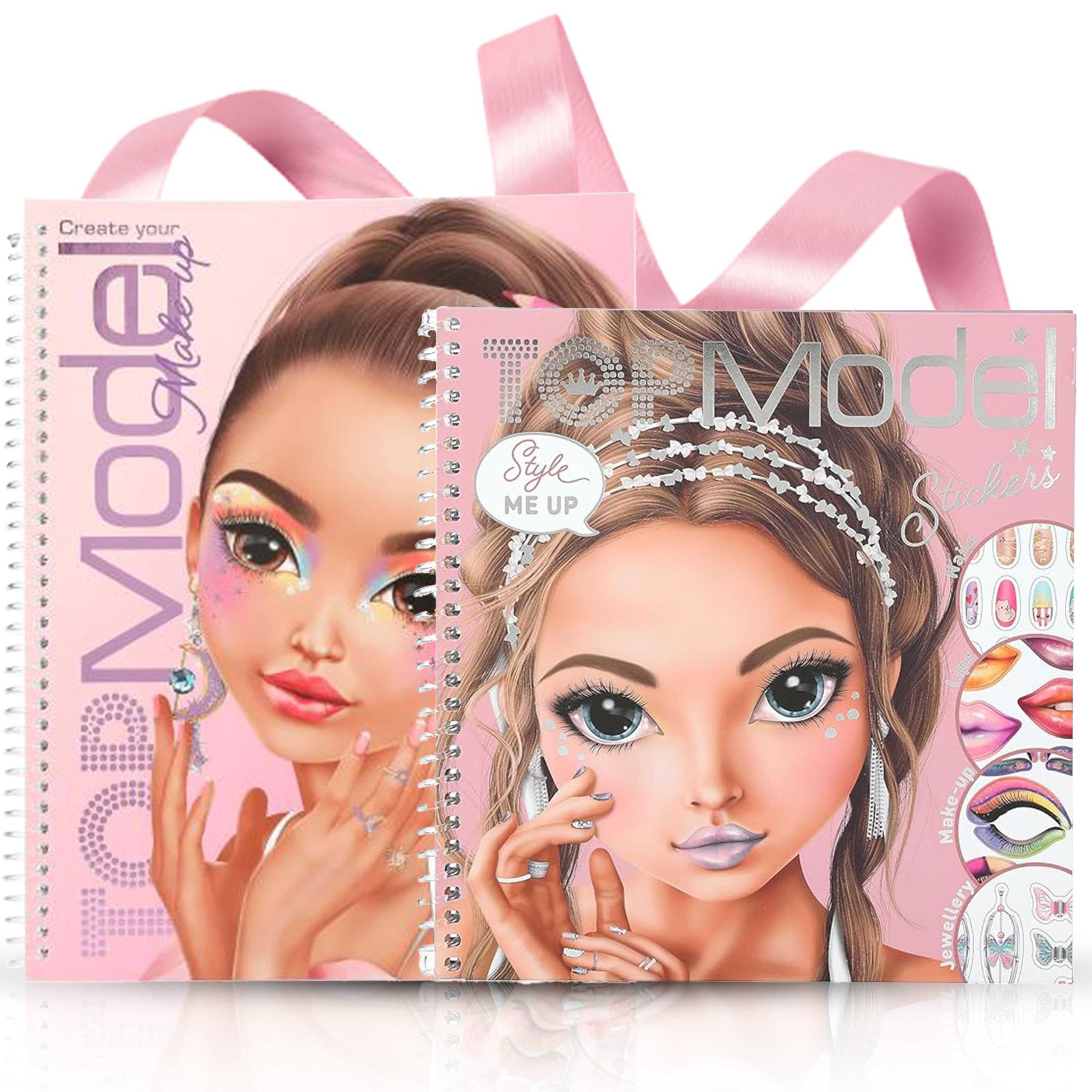 TOPModel Create Your Own Look: libro para colorear de maquillaje + TOPModel Dress Me Up Face - Glitter Queen Edition para los fanáticos del estilo creativo