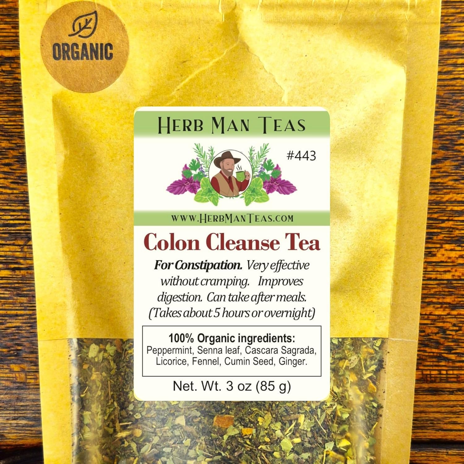 Colon Cleanse Tea – for Constipation, Gas & Bloating – Formulated by Master Herbalist Khabir – 100% Organic, Non-GMO, No Additives