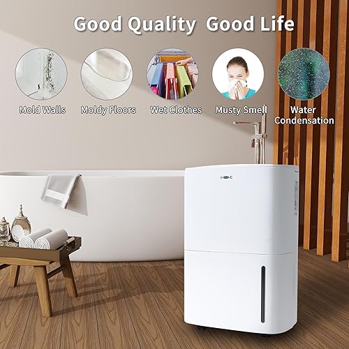 Miniatura 6 de Uhome Deshumidificador de 150 pintas con bomba  7000 pies cuadrados deshumidificador silencioso para el hogar, sótano grande, almacenes y