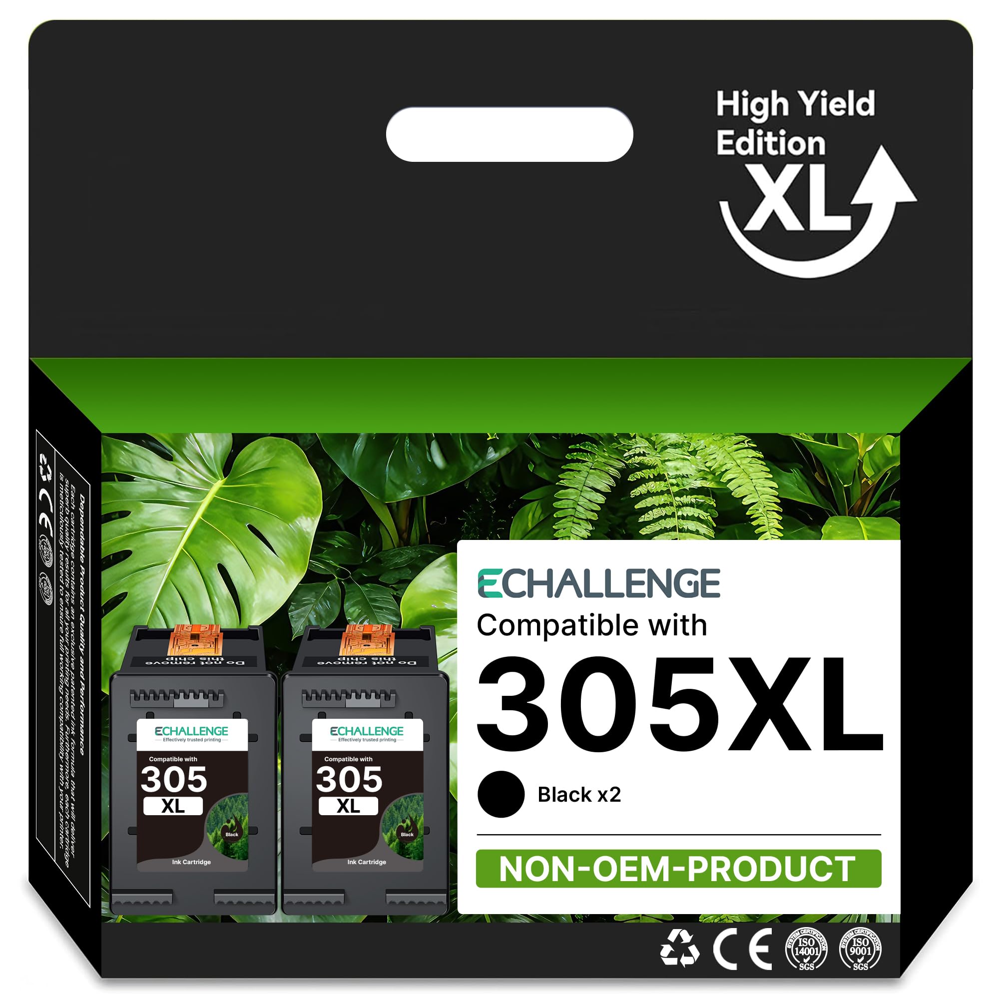ECHALLENGE 302 XL für HP 302 druckerpatronen Multipack 302XL patrone für HP Envy 4525 4520 4522 4527 4524 DeskJet 3630 3636 3638 3639 OfficeJet 3830 3831 3833 (1Schwarz 1Farbe,2-Pack) tintenpatronen