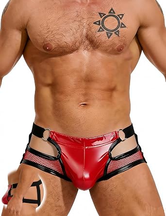 ohmydear Men's Thong Underwear Sexy Mesh Jock Straps Bulge Pouch Support Elastic Waistband Male Lingerie Outfits for Bedroom Cut Out Mankini, UK S-XL