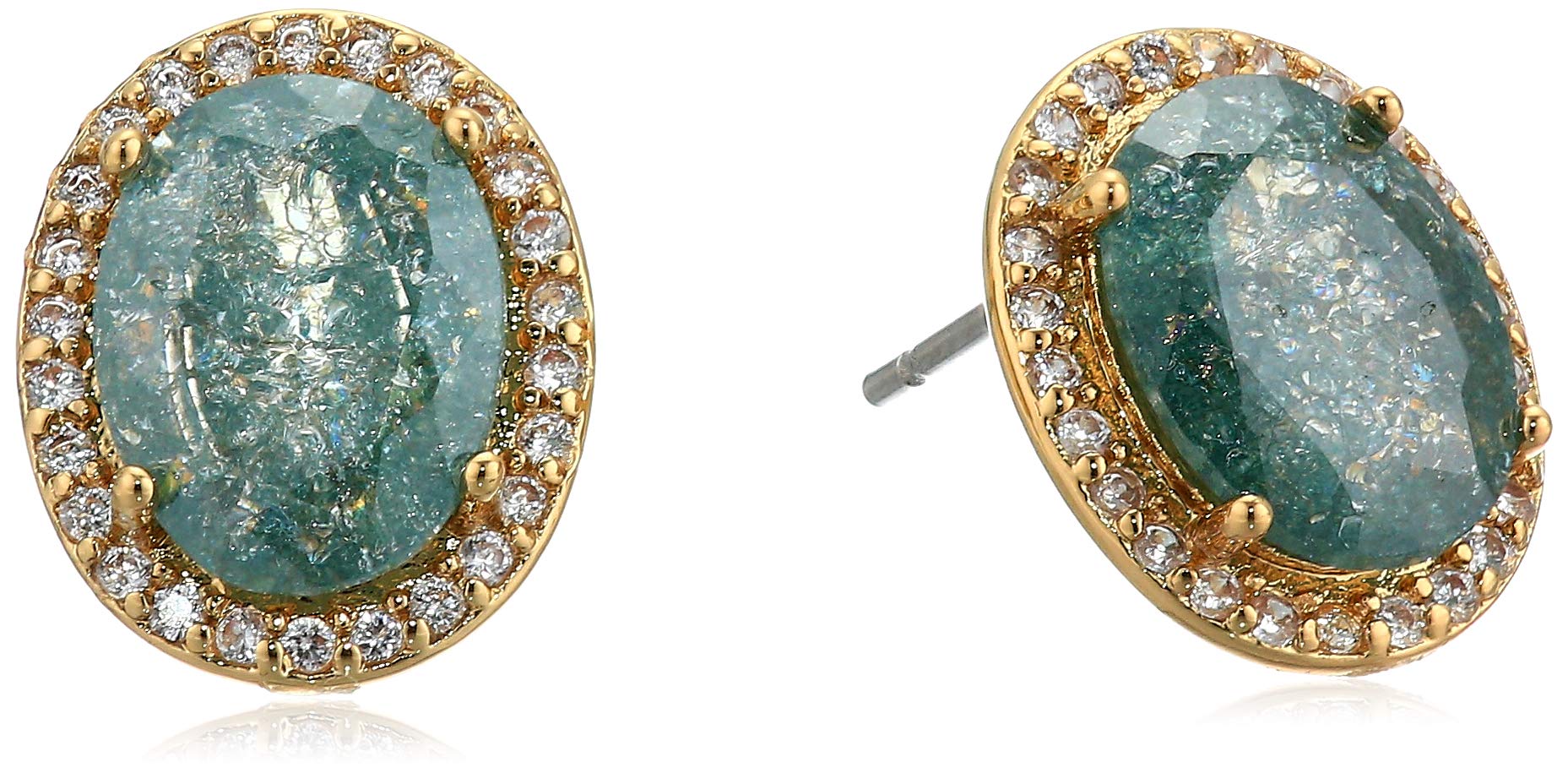 Lonna & LillyWomen's Gold Tone Green CZ Stud Earrings, One Size