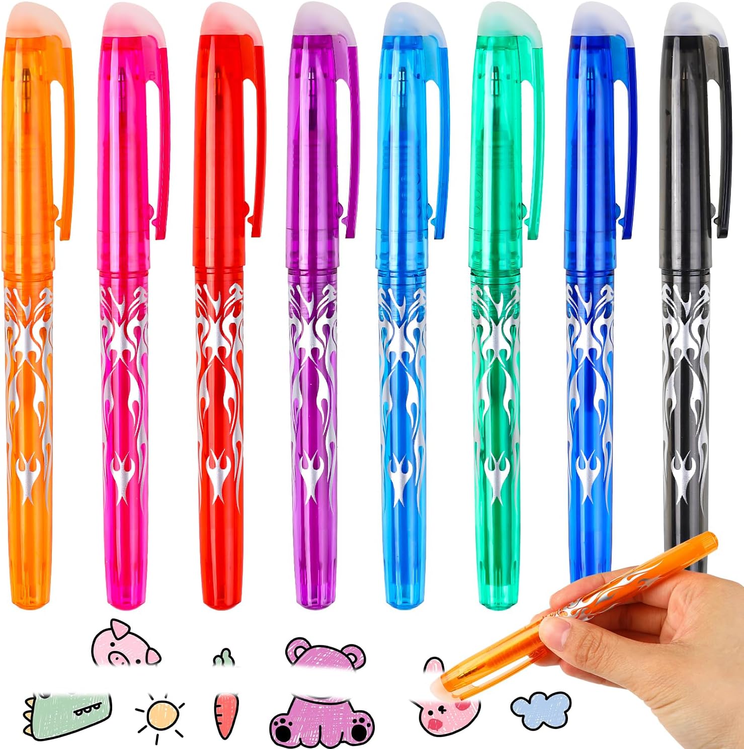 SULOLI Erasable Pens,8PCS Rub Out Pens Pens with Rubbers on the End