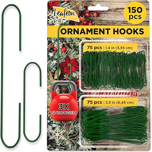 Leafeon Paquete de 50 ganchos para adornos de Navidad, ganchos esenciales para adornos de Navidad, grandes ganchos para decoración de árbol de