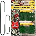 Leafeon 150 Pack Ornament Hooks for Christmas - Essential Christmas Ornament Hangers - Perfect Xmas Ornament Hangers for Tree Decoration (Green)