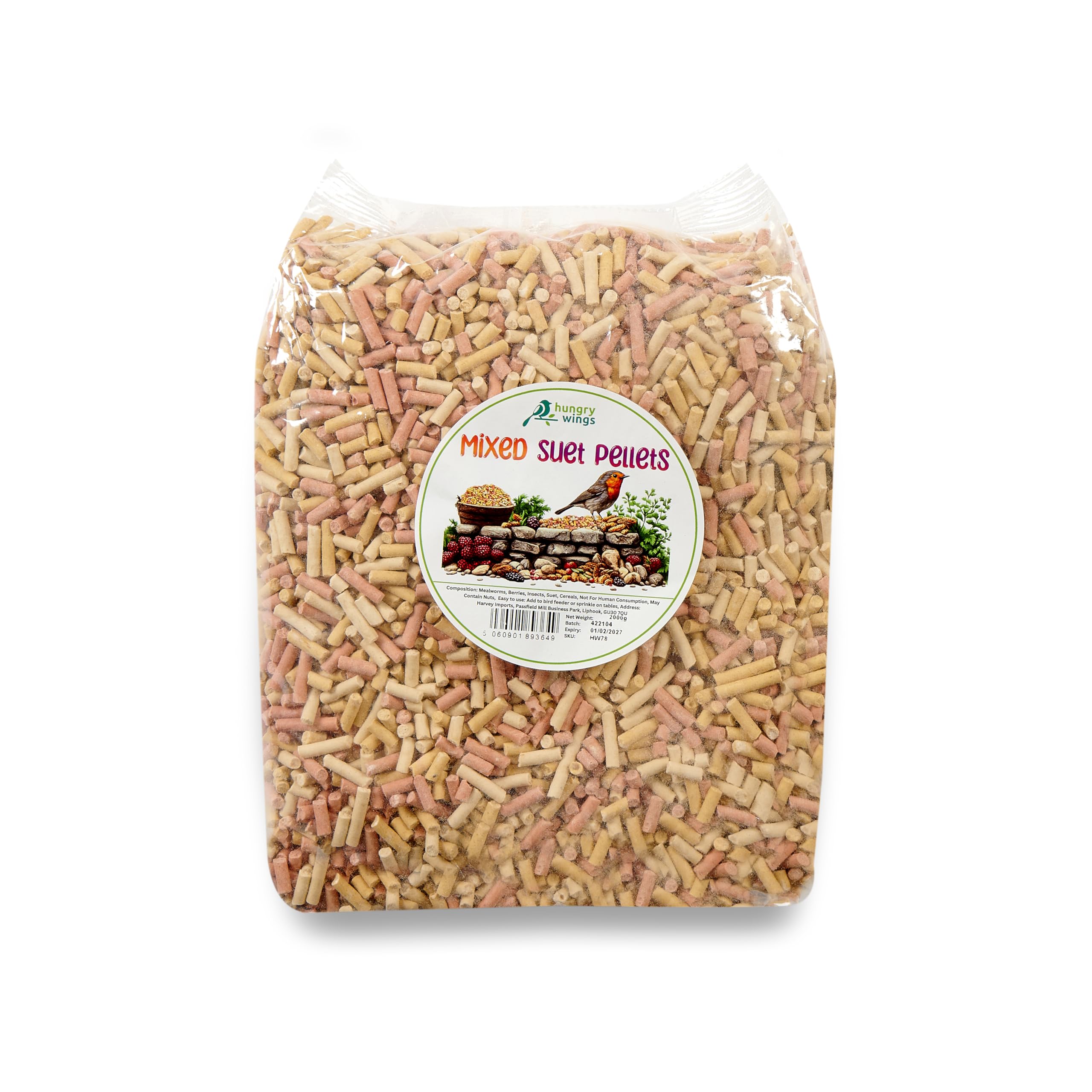 Wild Bird Food (2kg, Mixed Suet Pellets)