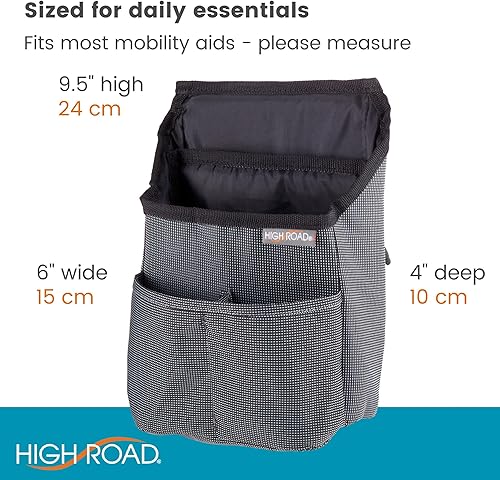 Miniatura 7 de High Road Bolsa compacta para andar, mochila lateral para silla de ruedas y bolsa para scooter con bolsillos de fácil acceso y correas ajustables