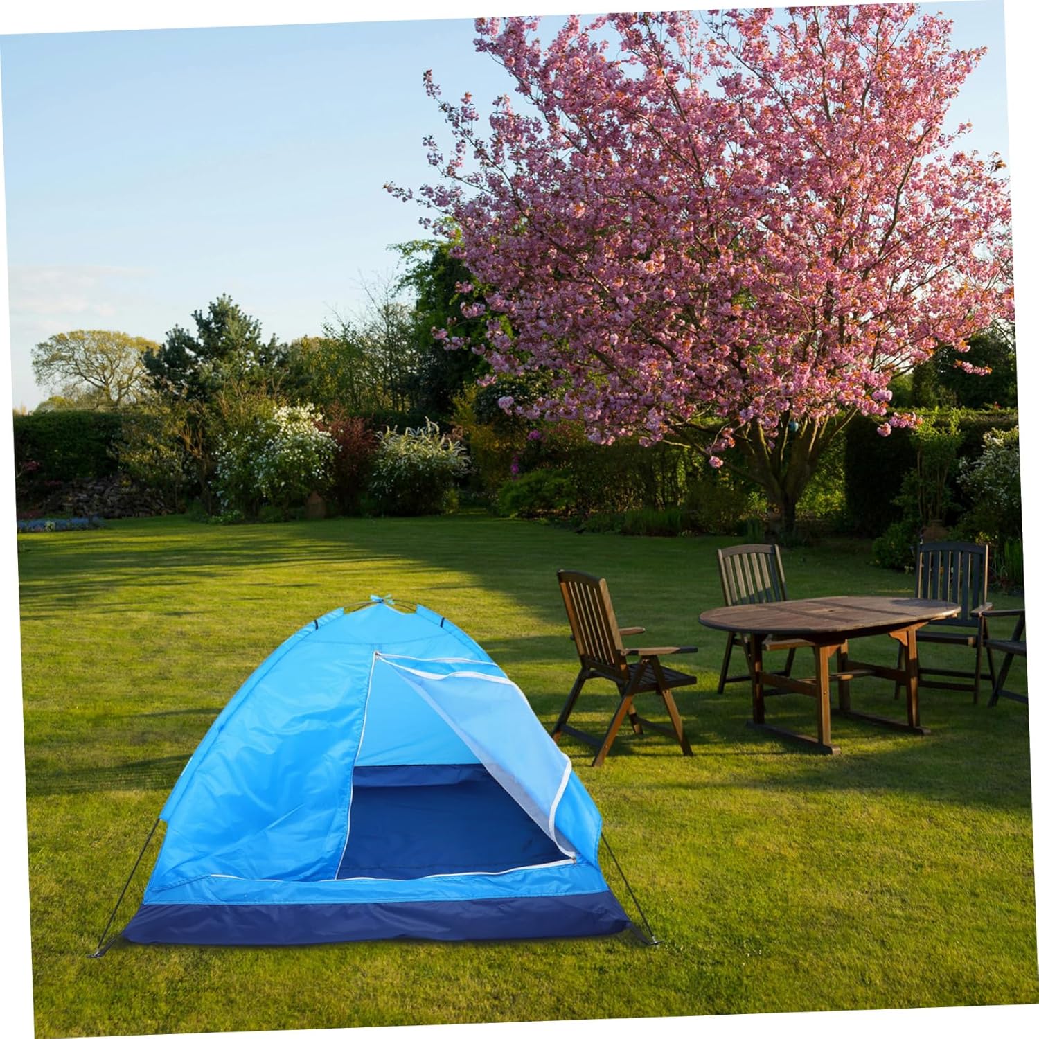 Lightweight Two-Person Camping Tent for Beach and Park Outings Easy Setup Outdoor Shelter for Couples Portable Single Layer Tent Sky Blue