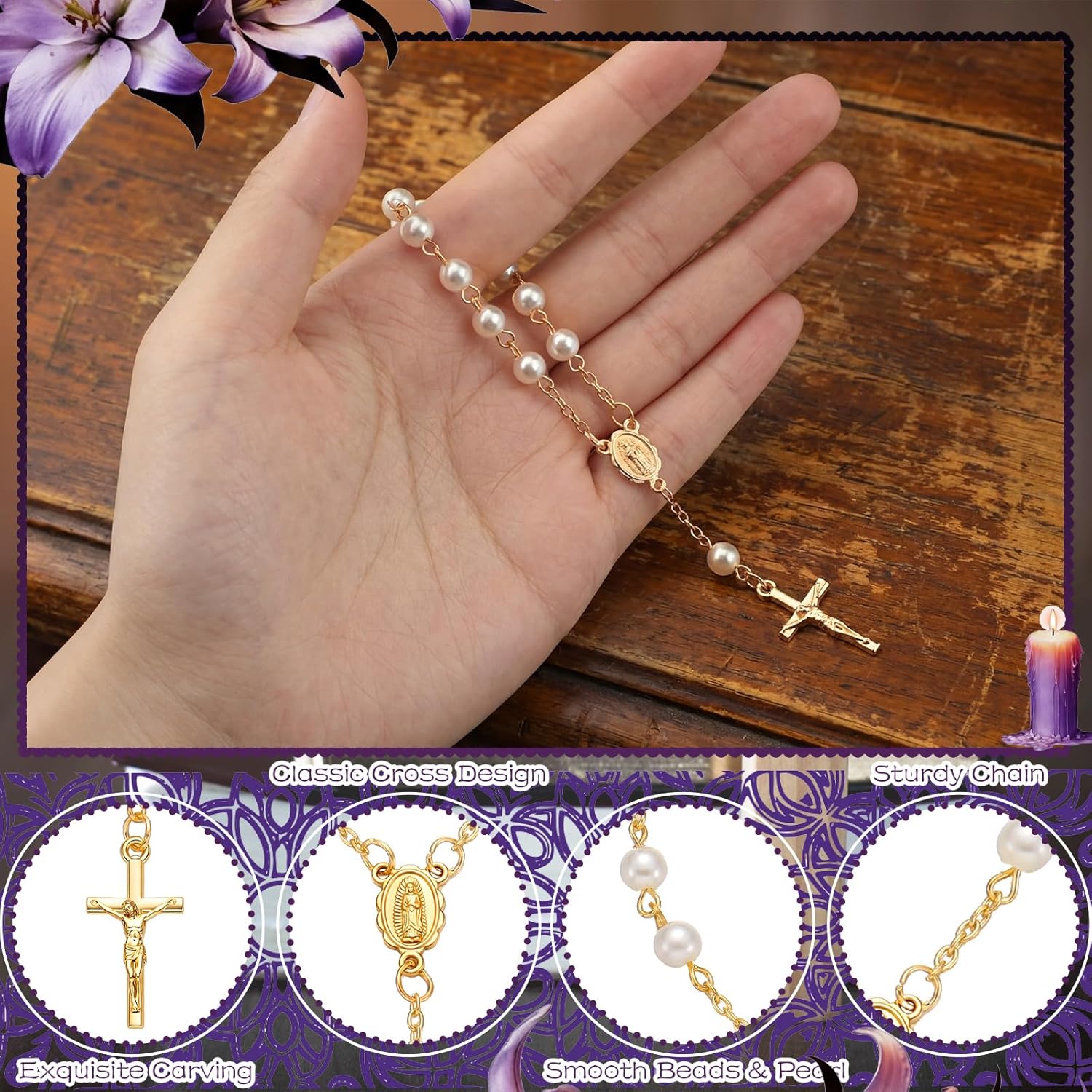Sureio 60 Sets Funeral Favors for Guests Celebration of Life Decoration Memorial Rrosary & Sympathy Prayer Card Return Gift