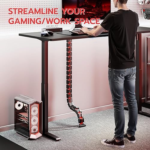 Miniatura 6 de ARES WING Columna de gestión de cables debajo del escritorio, organizador de cables de vértebras con abrazadera para escritorio de pie, organizador