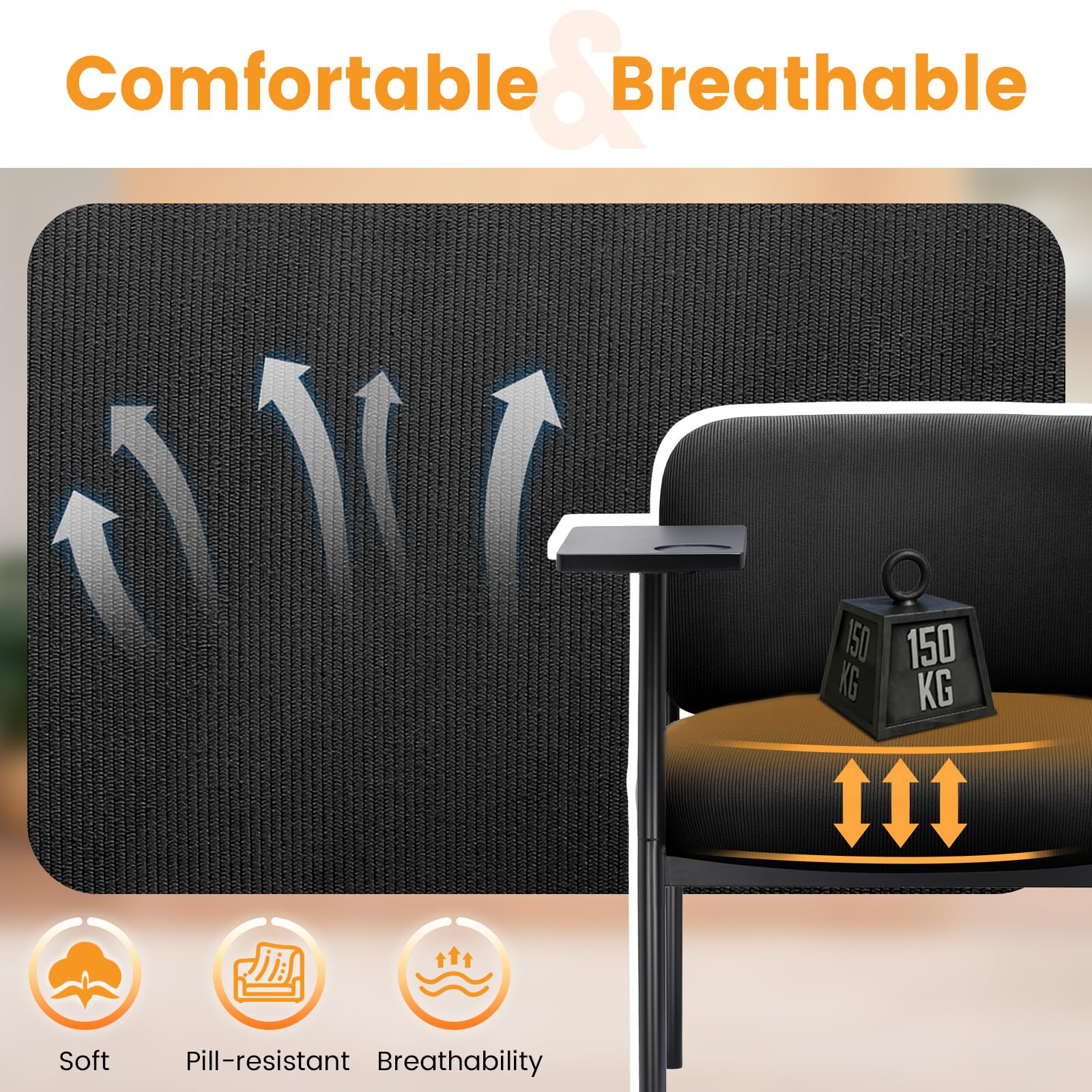 COMHOMA Sillón de Relax Moderno con Patas de Metal, sofá Individual para salón, Dormitorio, jardín, Color Negro