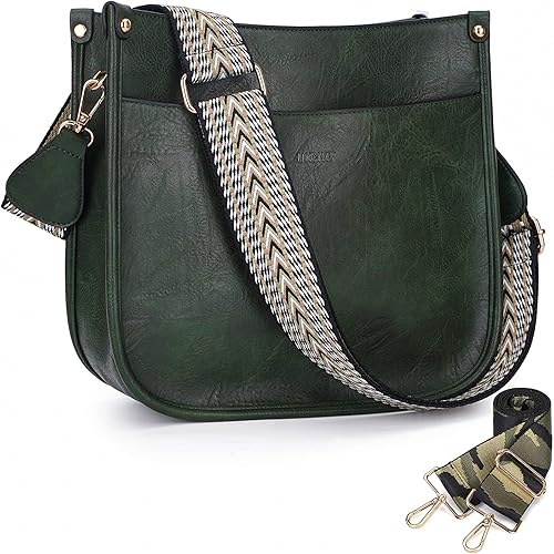 HKCLUF Crossbody Bags for Women Designer Leather Hobo Handbags With 2 Adjustable Leopard Guitar Strap Shoulder Bucket Bags