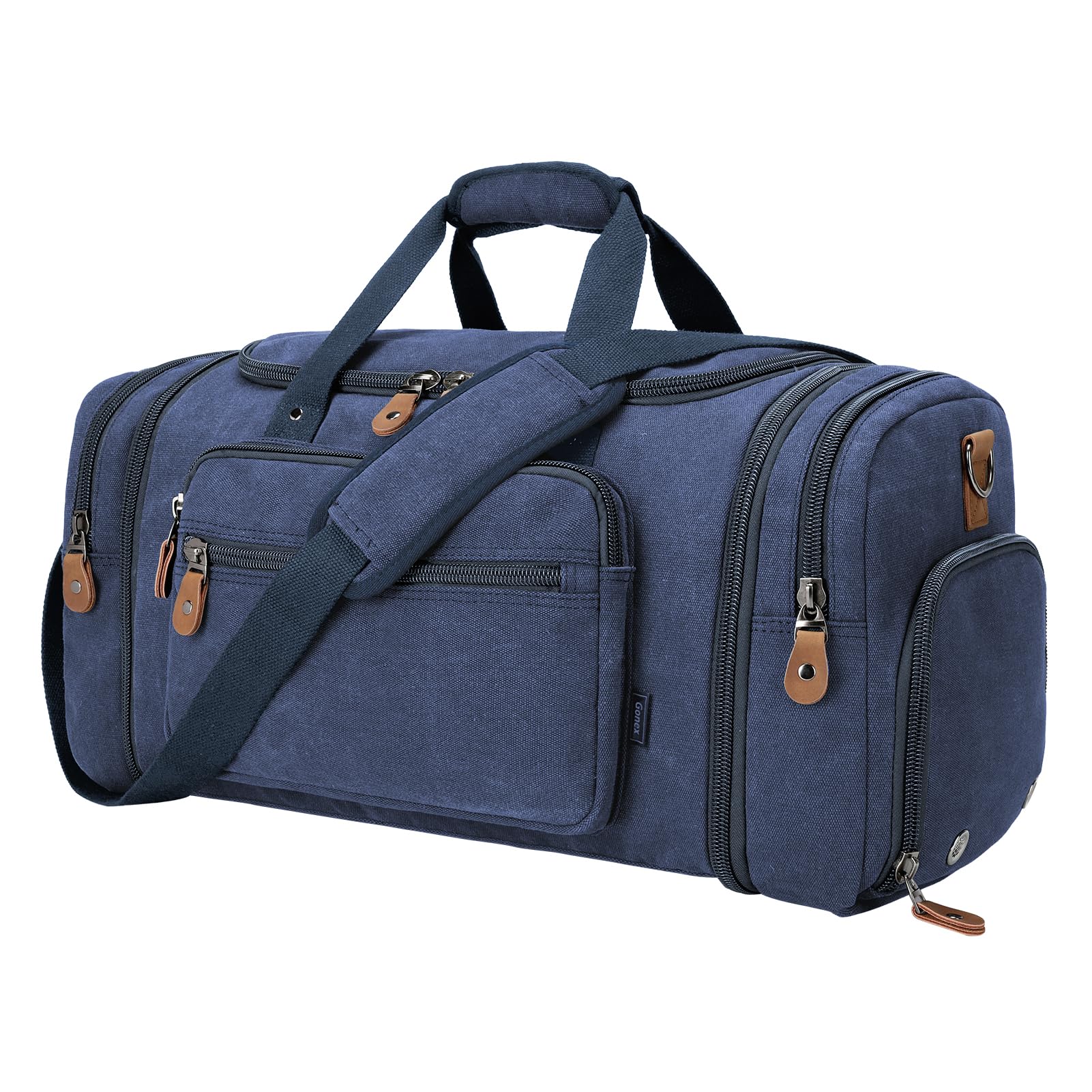 Gonex Canvas Duffle Bag, Expandable 60L Travel Overnight Weekender Bag