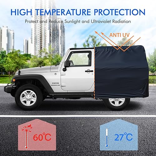 Miniatura 49 de Funda impermeable para automóvil para todo tipo de clima, 6 capas para exteriores, cubierta exterior completa, lluvia, sol, UV, nieve