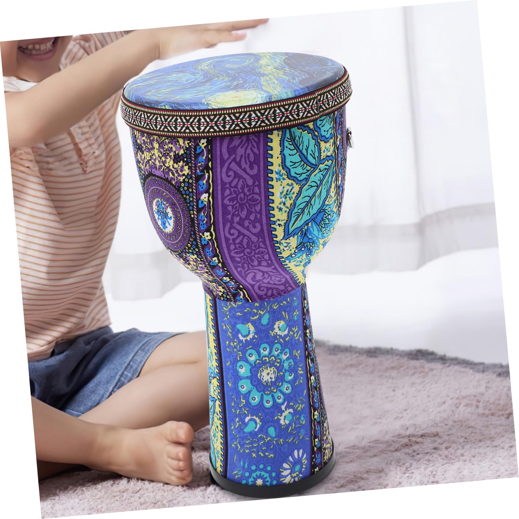 Djembé de Mano Africano 8 Pulgadas para Adultos y Principiantes | Pvc, Ligero y Portátil, Patrón Aleatorio Distintivo, Uso Versátil para Timbales Percusión Estilo Aleatorio