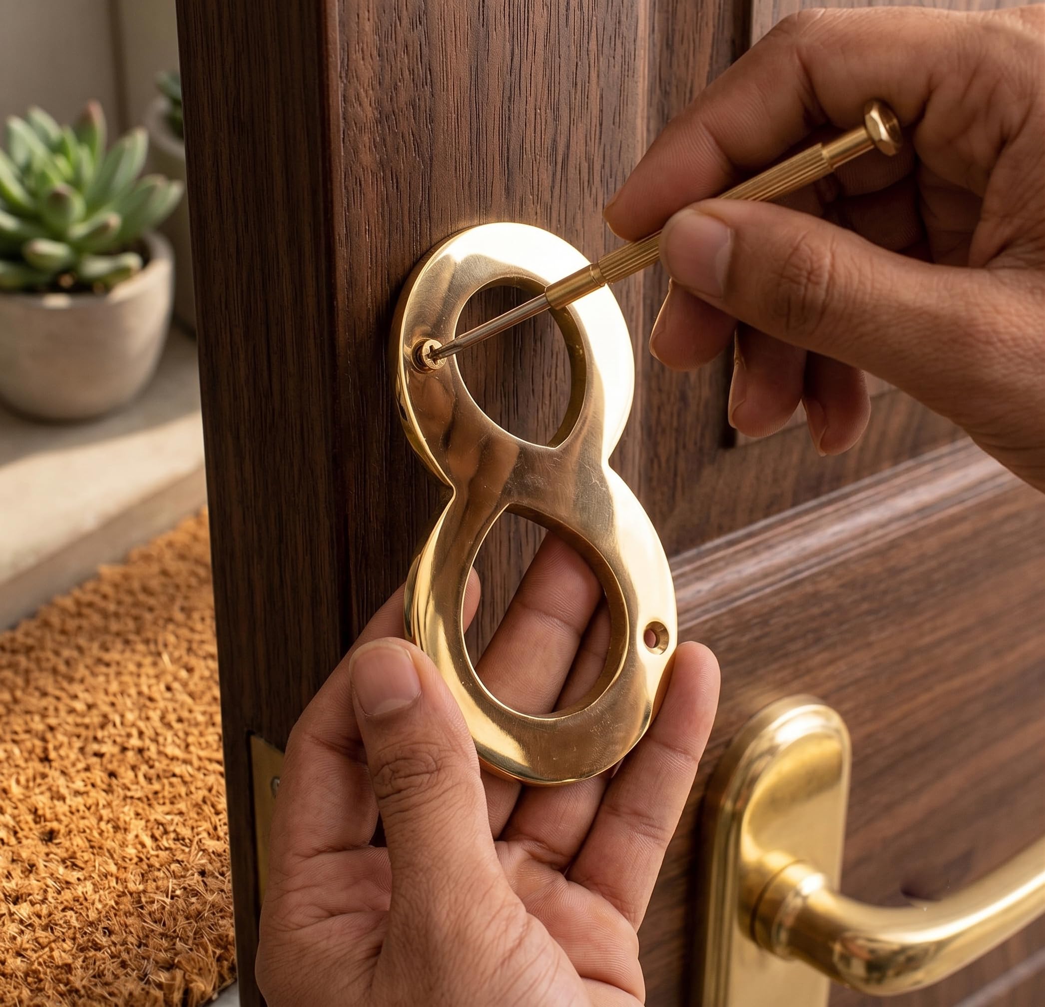 eSplanade 4" Brass House Hotel Door Number Plaque Sticky Numeric Numerical Digit 0-9 (8(eight)) — Amazon image 2