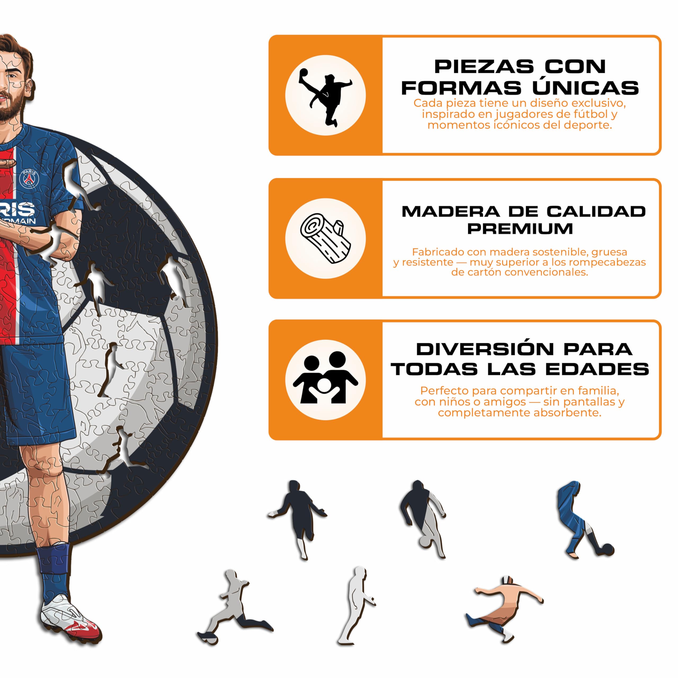 Iconic Puzzles, PSG, Khvicha Kvaratskhelia, Officially Licensed Wooden Puzzle, 100% Sustainable - Image 4