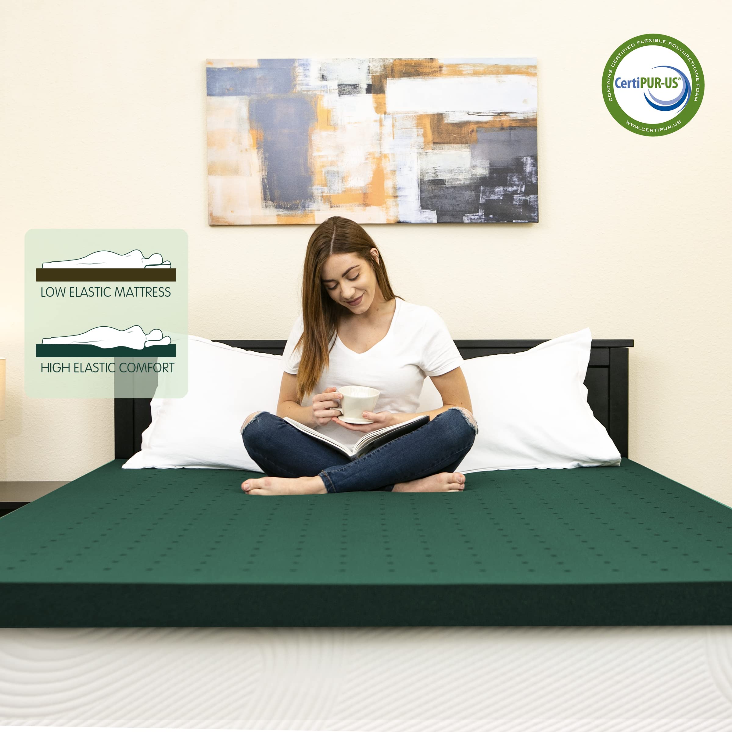 CHUN YI Memory Foam Mattress Topper, Pressure Relief Twin 3 Inch Mattress Pad, Cooling Gel Infused Mattress Topper, Blue