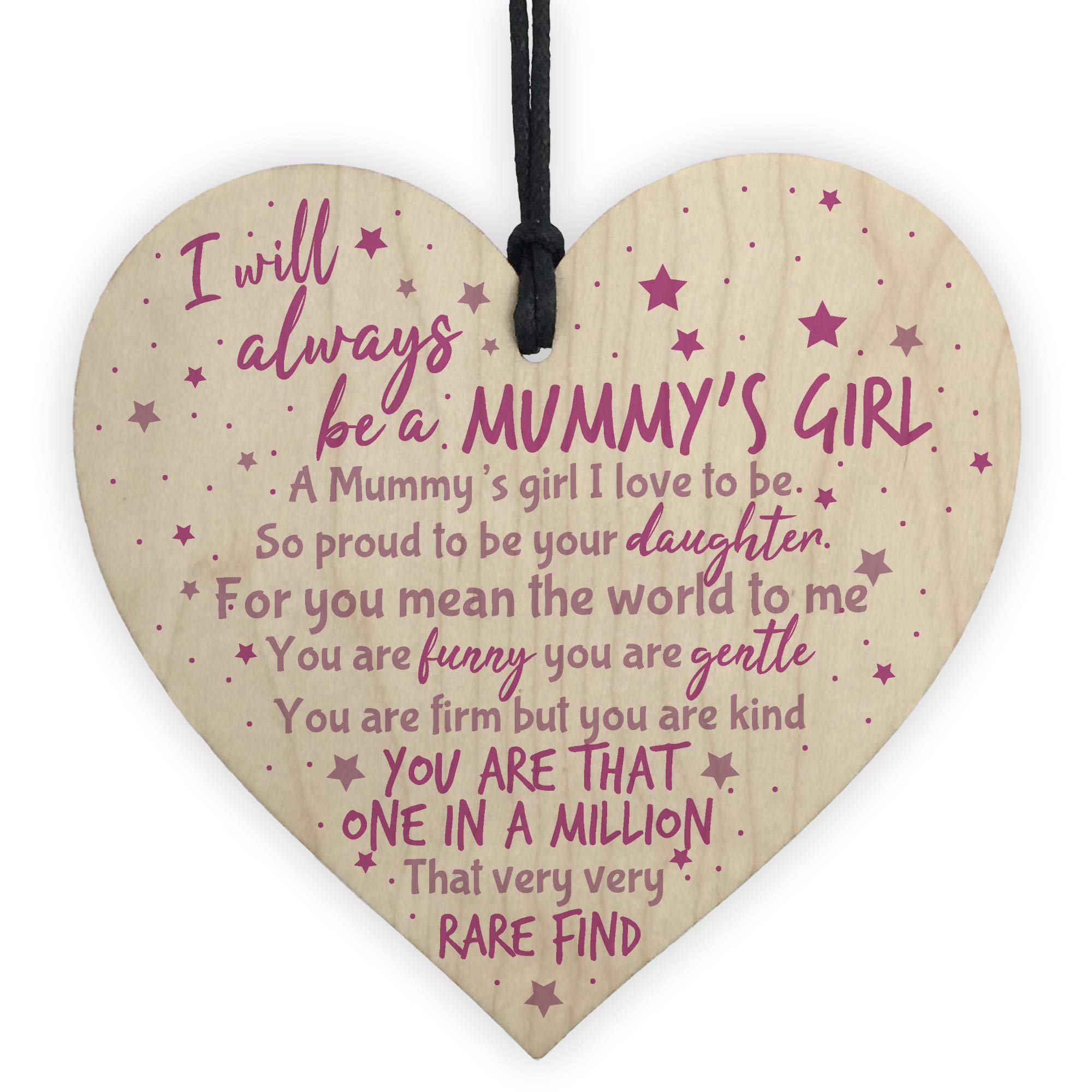 Red Ocean Mum Gifts Mummys Girl Wooden Handmade Heart Plaque Cute Mums Sign Daughter Baby Bump Gifts New