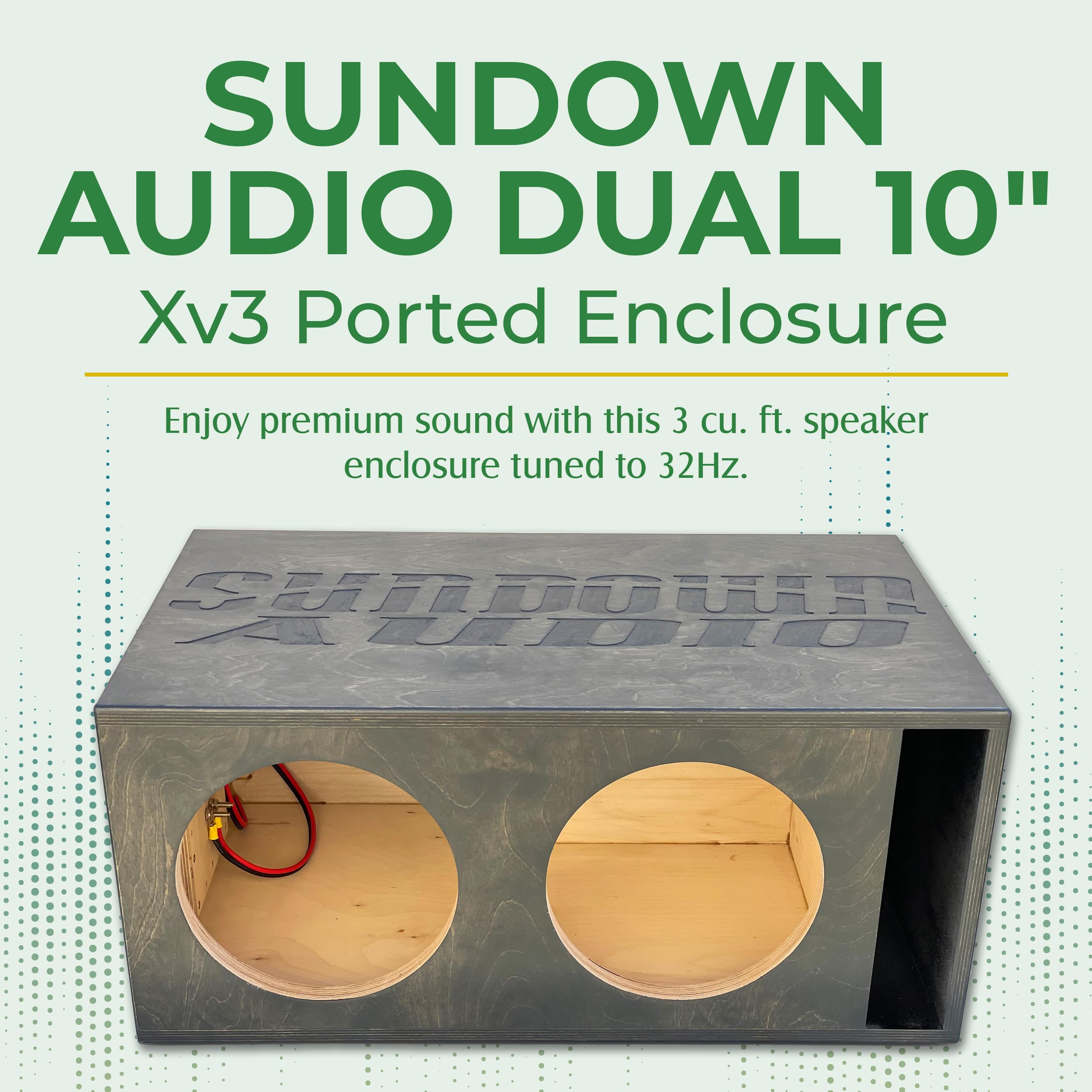Adire Ported Subwoofer Enclosure - Dual 10 Inch Subwoofer Box for Sundown Audio Xv3 to Maximize Bass – 3.0 Cu Ft, 32Hz Tuned, 1