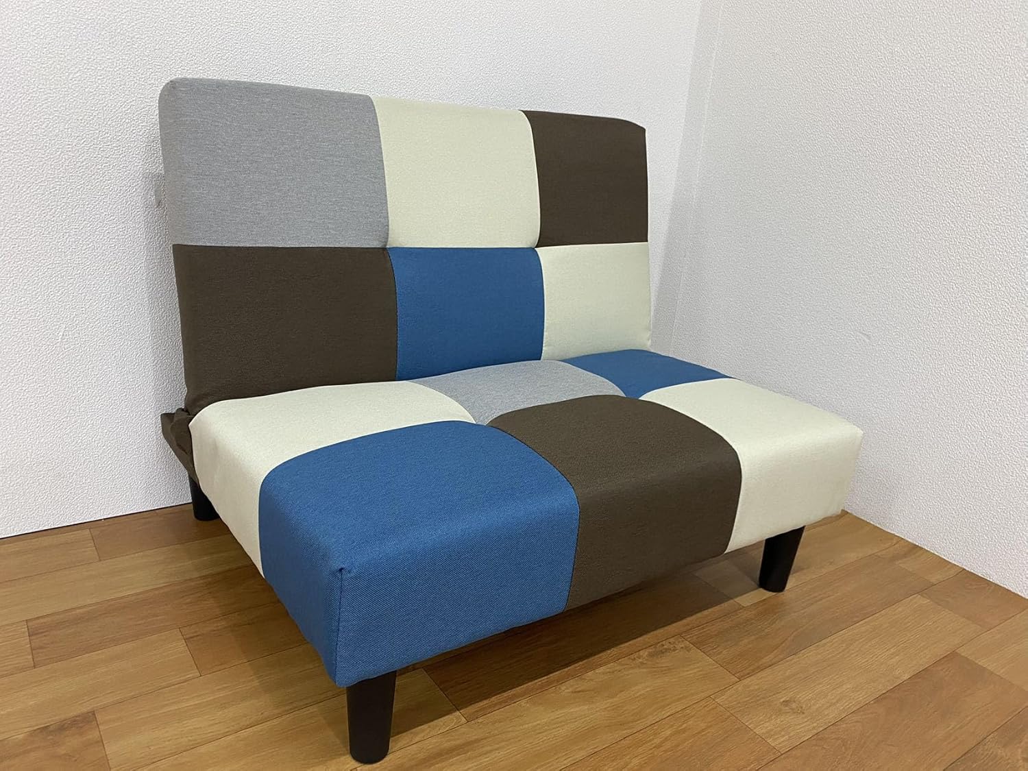 DAION ソファベッド 3人掛け 分割タイプ 幅180cm 3WAY パッチワーク 二分割 一人掛け2個セット 脚付き 布製 コン