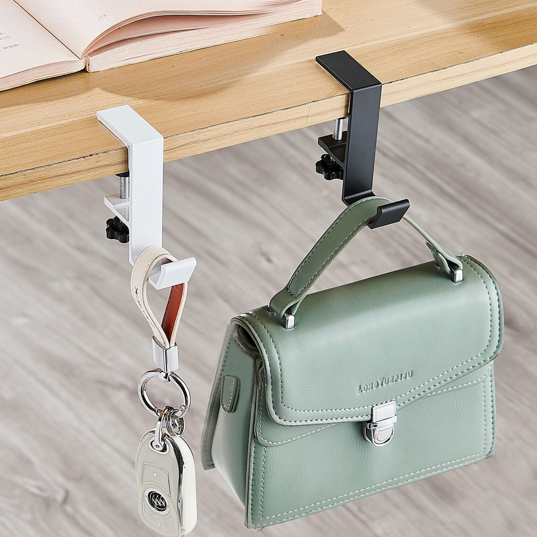 KISOY 2PCS Purse Hook for Table Handbag Hangers Bag Hooks for Tables,Purse Hanger for Desk Headphone Stand Purse Holder for Table Hook Heavy Duty