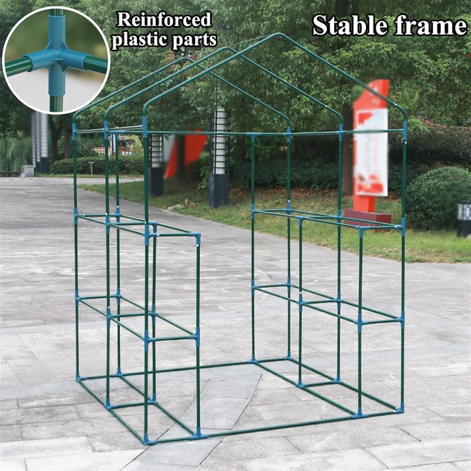 Portable Reinforced Walk-in Greenhouse,Sturdy Gardening Shelves with Durable Cover,Roll-Up Side Windows,for Outdoor & Indoor Use,Tend Potted Plants ( Battery *1 : 143*143*195 )