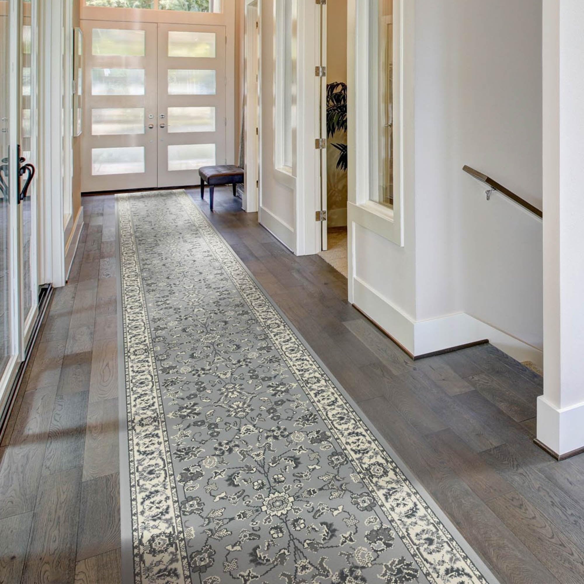 runrug Hallway Runner Rug - Soft Hall Carpet Runner, Kitchen Rug Runner - Stain Resistant Dirt Stopper - Ideal for High Foot-Traffic Areas - 80cm Wide x 540cm Long - Persian, Grey — image 1