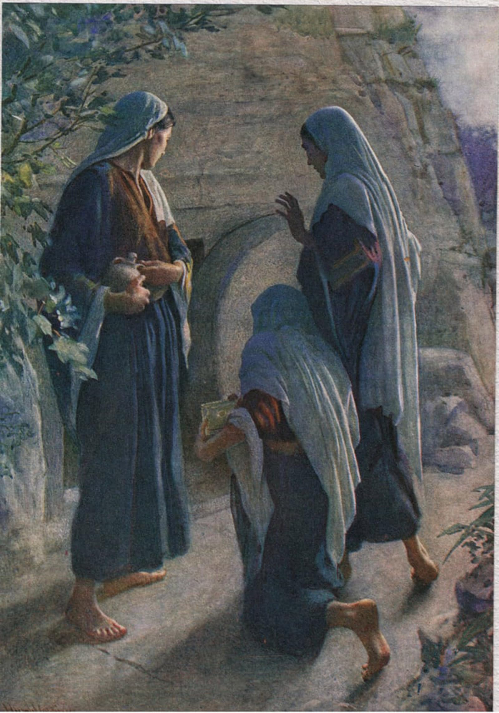 SERENDIPITP Vintage Picture Print on Canvas Wall Art Poster the Women At the Sepulchre by Harold Copping Artwork Print Poster for Wall Decor 60x90cm