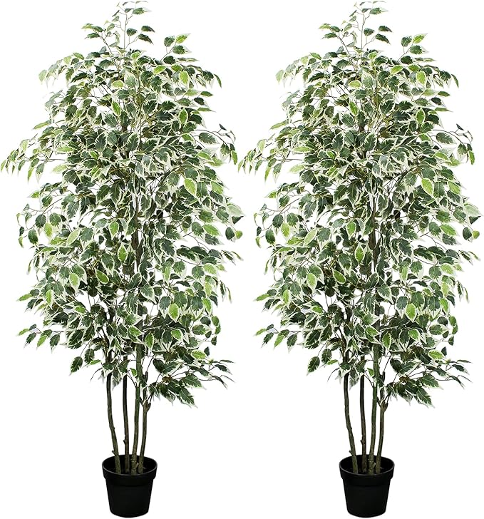Yepdin Artificial Ficus Tree，6ft Tall Silk Ficus Tree for