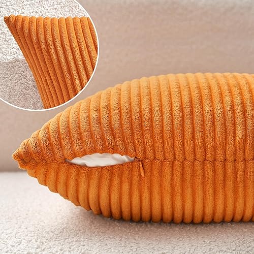 Miniatura 5 de MIULEE - Juego de 2 fundas de almohada de pana suave con rayas, juego de fundas de almohada cuadradas decorativas para sofá, dormitorio, sillón, 14