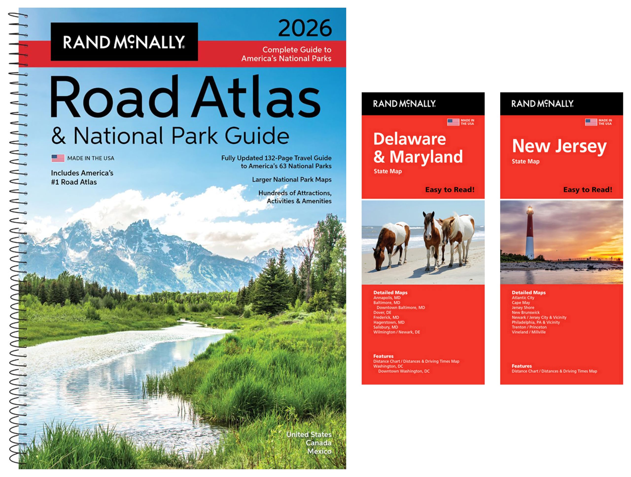 2026 Road Atlas & National Park Guide with Delaware/Maryland & New Jersey State Maps