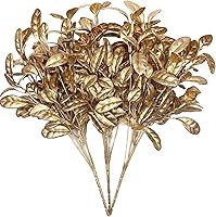 Vista 27 de CATTREE Plantas artificiales doradas, hojas de plástico doradas, paquete de 4 arbustos de hierba falsa, arbustos para el hogar, interior, exterior