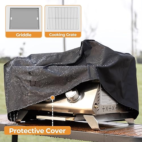 Miniatura 5 de R.W.FLAME Parrilla de gas propano de alta calidad de 3 quemadores de acero inoxidable portátil al aire libre con plancha, cocina multizona de 24,000