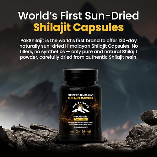 Vista 2 de Cápsulas Shilajit del Himalaya curadas naturalmente por el sol de 120 días Grado dorado superior a 18,000 pies Orgánico Más de 85 minerales