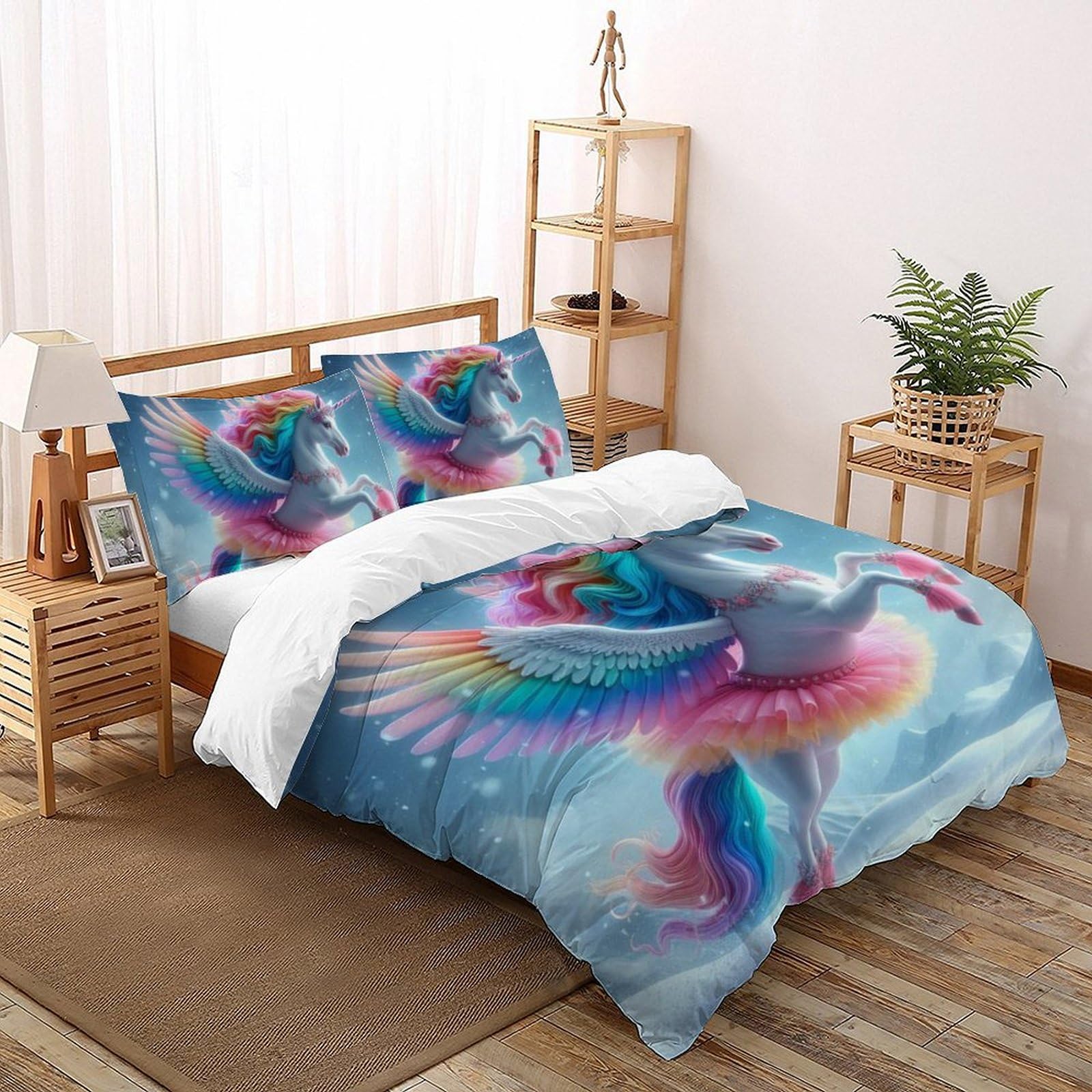 Housse de couette King 220x240cm zippée et infroissable en microfibre à motif animaux 3D