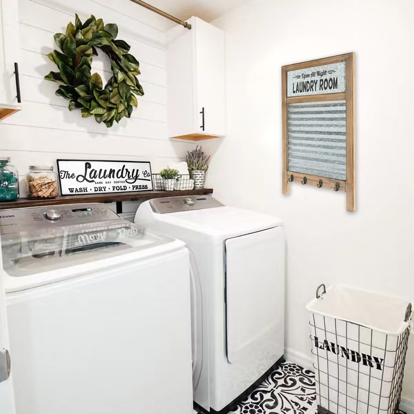 Amazon.com: Galvanized Washboard,Laundry Washboard sign with