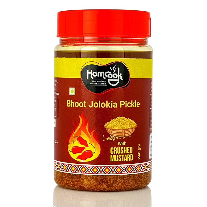 Homcook Bhut Jolokia Ghost Pepper King Chilli Pickle with Mustard Seeds 240g