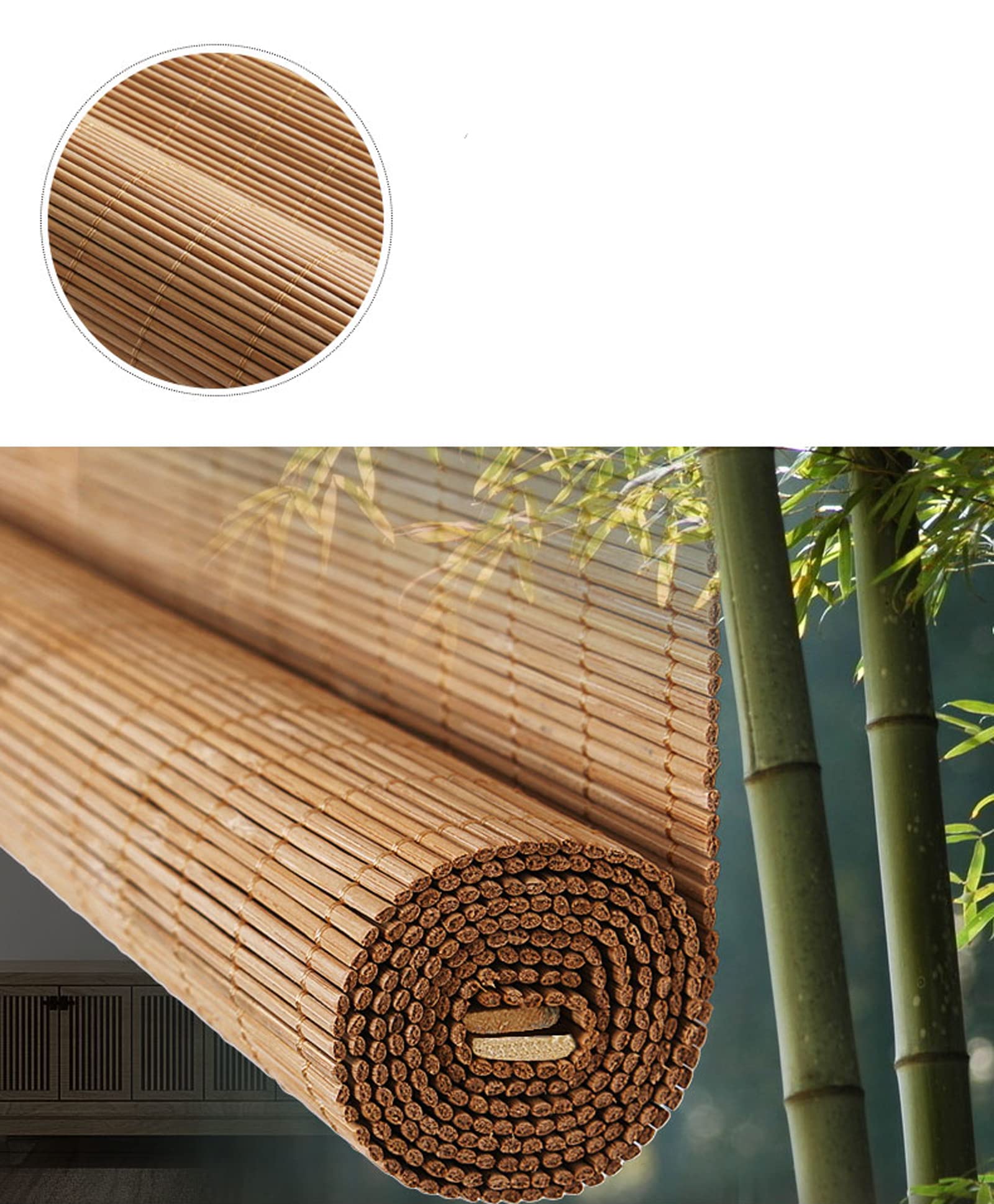 Tende a Rullo in bambù Naturale,Tende a Pacchetto,Tenda a Rullo in bambù per Esterni,Tende a Lamella Naturale tessute a Mano, per Balcone Portico Patio Home (140 * 140cm/55 * 55in)