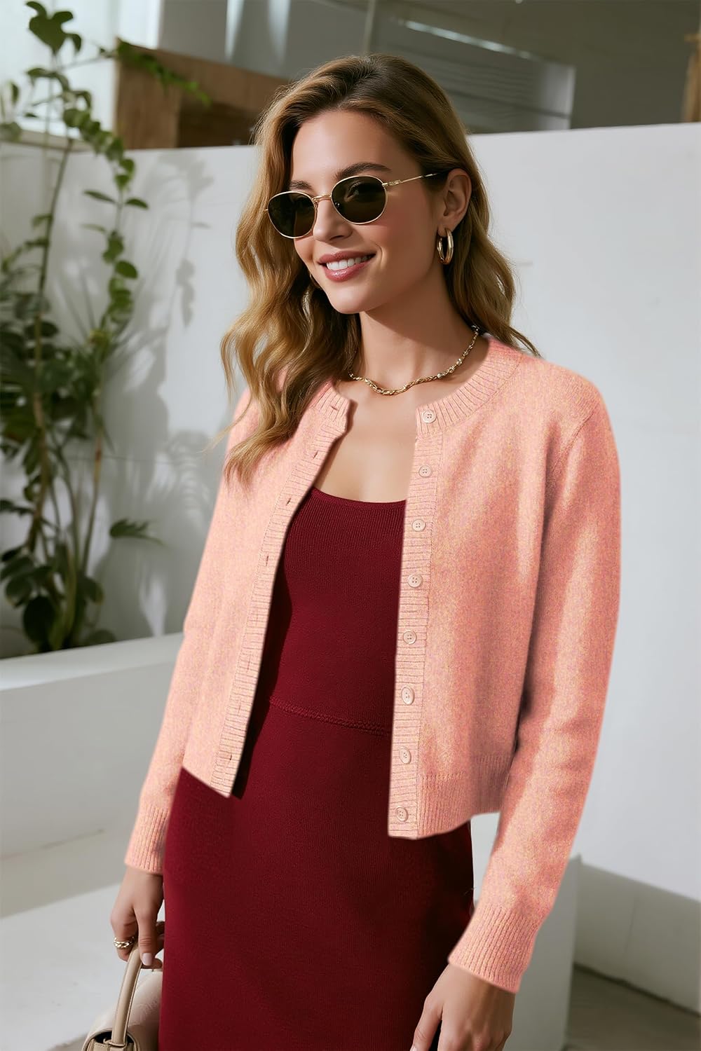 Urban CoCo Women's Button Up Cardigan Sweater Long Sleeve Knit Sweaters Jacket - Image 4