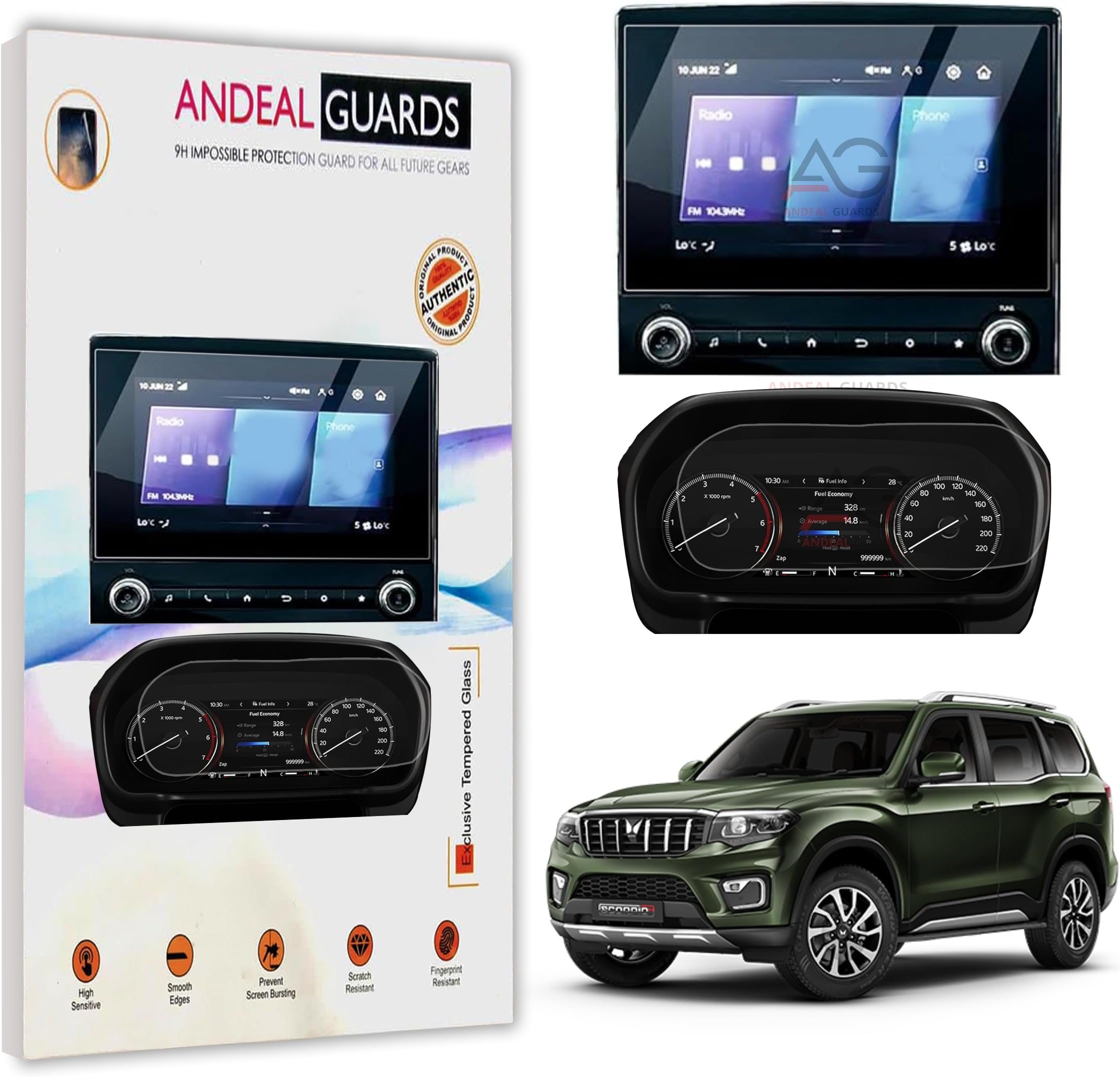 ANDEAL GUARDS Screen Protector Compatible With Mahindra (Transparent) (SCORPIO N COMBO, MAHINDRA)